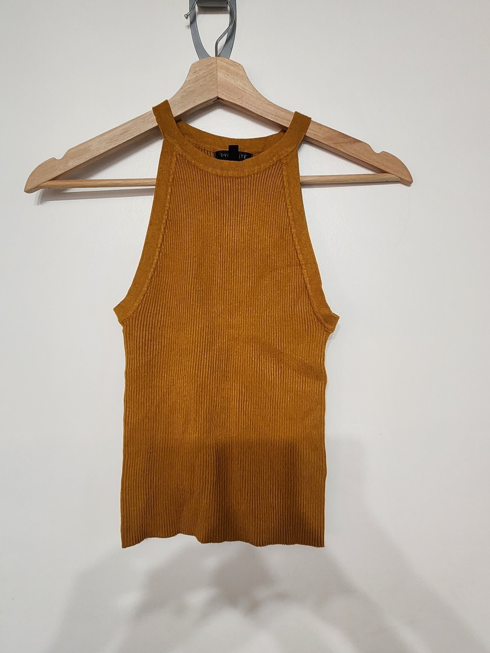 Dynamite Ribbed Halter Tank - Mustard